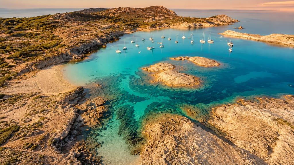 Cala Pregonda, paisaje rojizo y escollos en el norte de Menorca