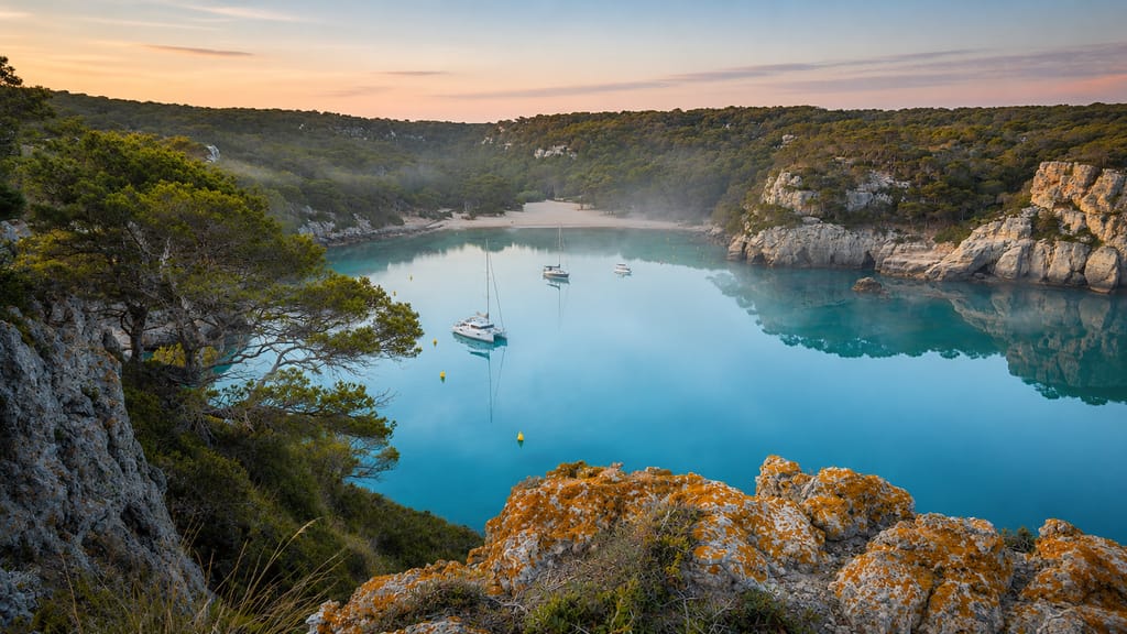 Vista de Cala Macarella y Macarelleta desde lo alto